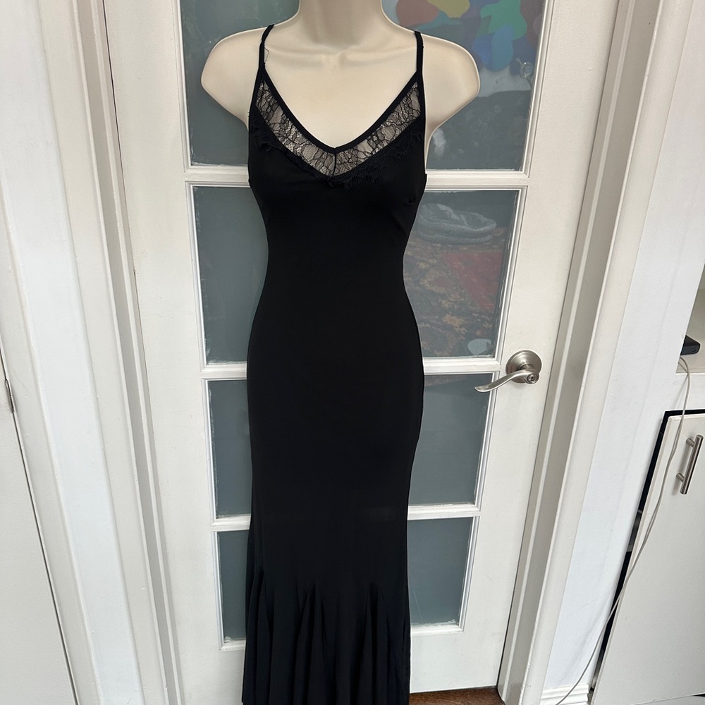 Elegant Black Lace Trim Dress